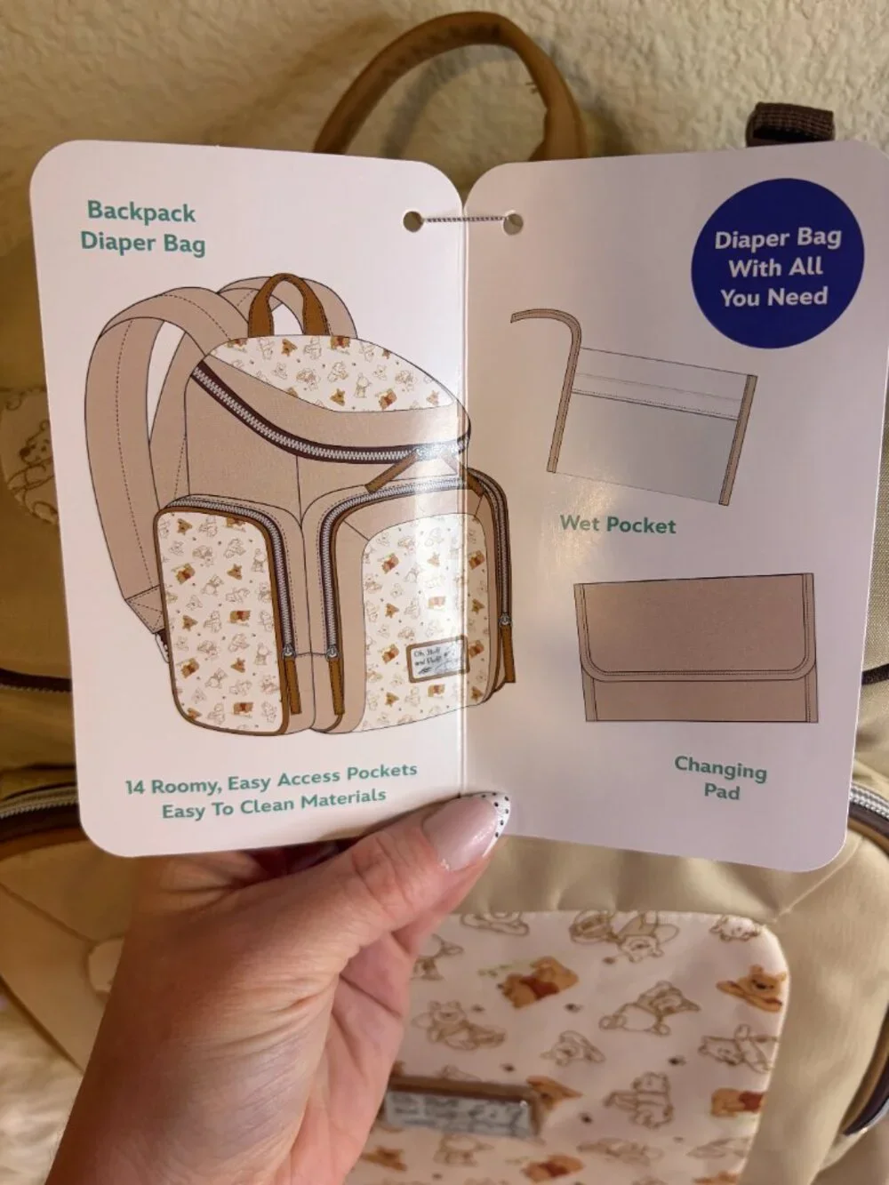 Disney Baby Winnie the Pooh Diaper Bag Backpack Set Changing Pad NWT - Picture 8 of 10